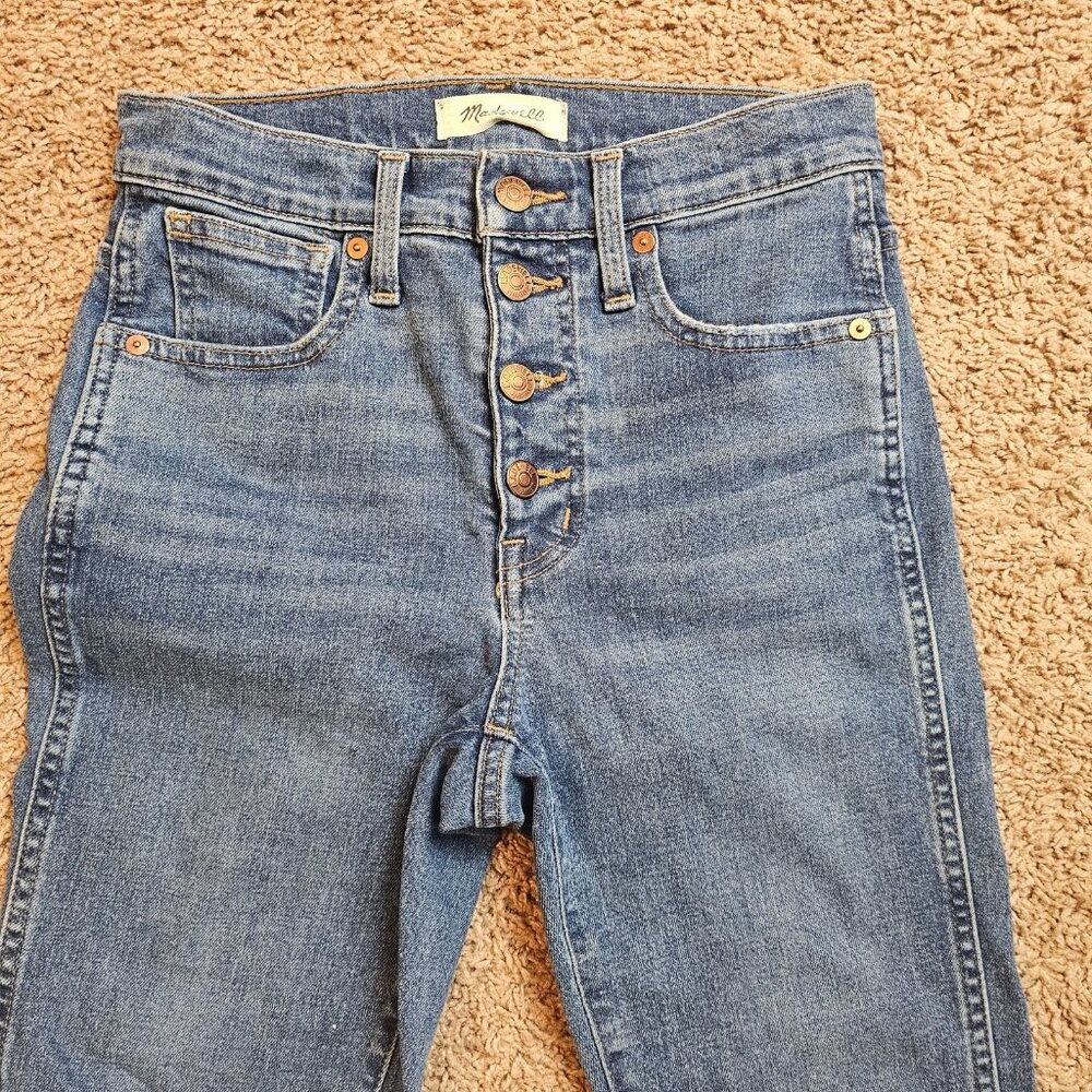 Madewell Jeans Womens 25 10" High Rise Skinny Ankle Button Fly Med Wash Preppy - Picture 2 of 11